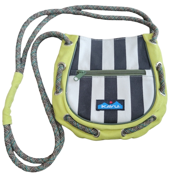 Kavu Bags Kavu Striped Black Ivory Lime Green Crossbody Bag Poshmark